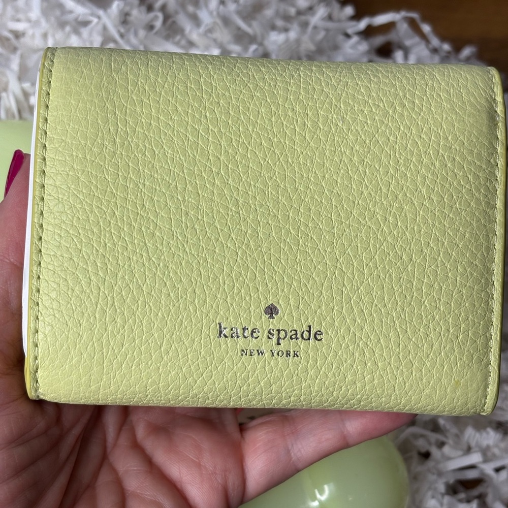 kate spade lemon yellow pebbled leather small wallet - Picture 3 of 6